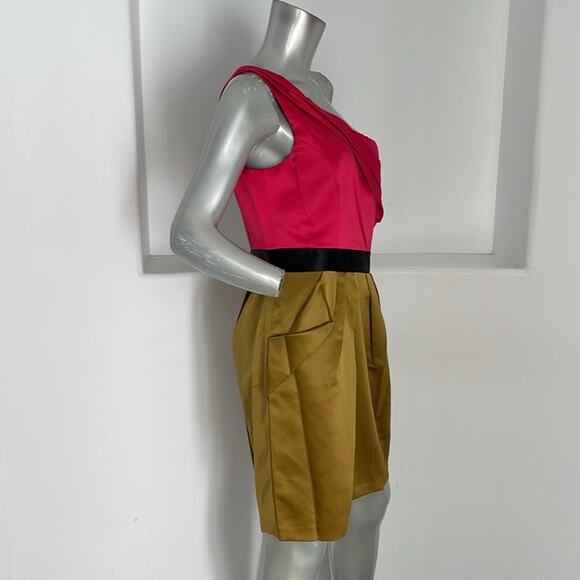 Max and Cleo Color Block One Shoulder  Woven Cocktail Jane Dress Size 10 - Picture 5 of 10